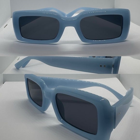 Retro Chic Blue Rectangle Sunglasses - UV400 Protection - Trendy Fashion Shades main image 16